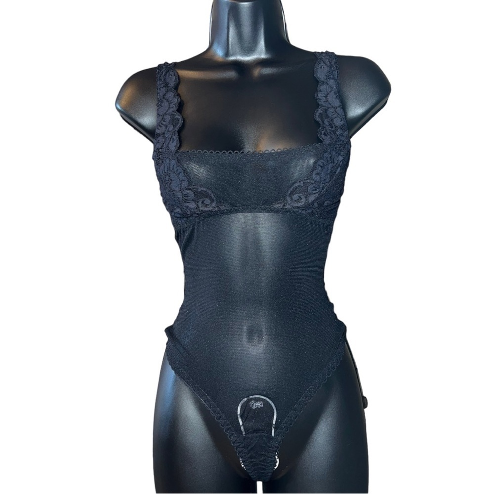 We Are Hah Mesh Bodysuit, Pink, Size S